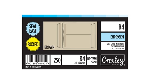 [PJN100052] B4 CROXLEY Brown Seal Easi Unbanded Bx250